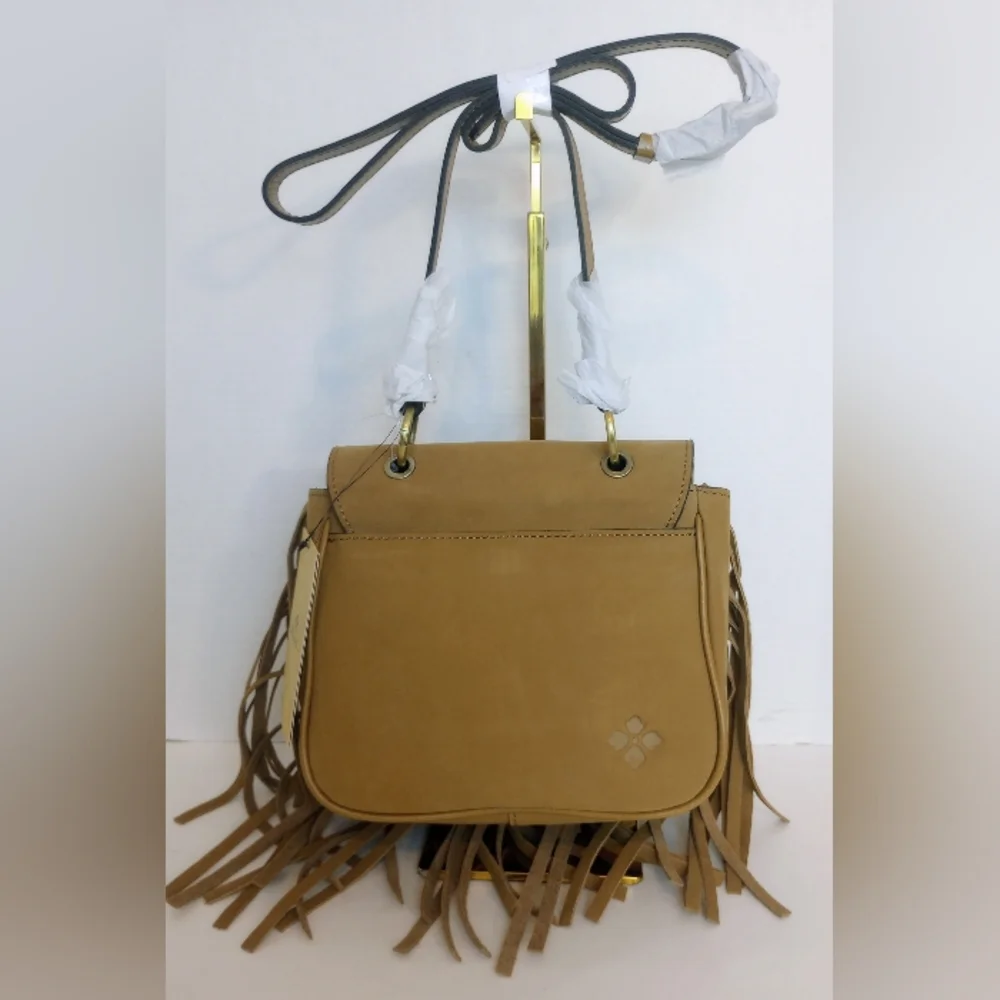Patricia Nash Nubuck Suede Karissa Crossbody Bag with Fringe, Wheat Tan - Picture 3 of 10